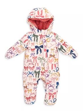 Pink Chicken Bow Snow Bib Sz 12-18m